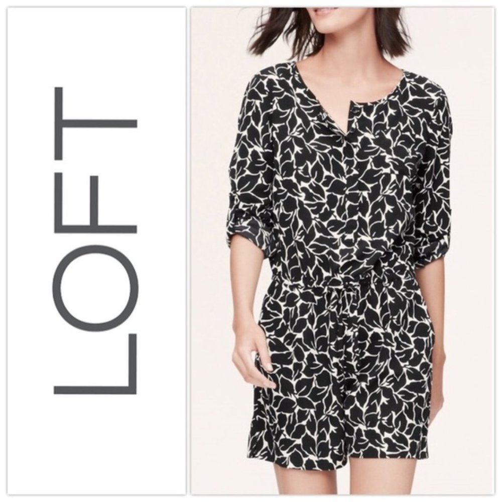 NWOT Ann Taylor LOFT Sea Floral Tab Sleeve Romper